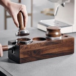 월넛 우드 커피 필터 탬퍼 홀더 에스프레소 매트 스탠드, 메이커 지원 베이스 랙 바리스타용 액세서리 : 하이 상사