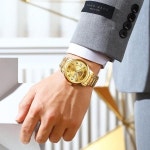 여자 시계 OLEVS 남성 및 유니 커플 세트 그와 그녀를 위한 발렌타인 데이 선물 G2891 골드 밴드 다이얼 캐주얼 : 도스토어