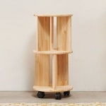 원목선반장 나무선반 다용도 미니 거실 벽 H6691 2단 삼나무 원형 이동선반 1color : 아홉시나무아래