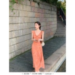 여름 브이넥 원피스 송수연 프렌치 씨사 리조트 플로럴 스커트 스러운 : 동대문백화점 죽전점