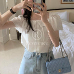 pyt 루이스 반팔블라우스 프리티영띵 스퀘어넥 프릴 스모크밴딩 여름 블라우스 프영띵 : 레베랑스