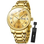 여자 시계 OLEVS 남성 및 유니 커플 세트 그와 그녀를 위한 발렌타인 데이 선물 G2891 골드 밴드 다이얼 캐주얼 : 도스토어