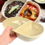 짬짜면그릇 멜라민면기 두가지 반반그릇 짜장면 두칸면기 : 럭키스마트