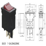 10a 16A IBS-2R DPDT 4 핀 레드 램프 조명 ON OFF 로커 스위치 과부하 보호 열 차단기 : 유알상사