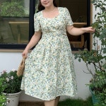 브루니 빅사이즈원피스 플라워 반팔 원피스 L~4XL J4 : 부루니
