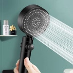 블랙 수압조절샤워헤드 온오프샤워기헤드 : 왕판다스토어