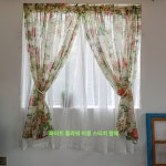 빈티지 플라워 짧은 커튼 창문 이중 쉬폰 커텐 작은창 : 모두무역상사02