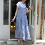 여름 휴양지 끈 나시 플라워 뷔스티에 롱 원피스 달카 : 데일리앤77