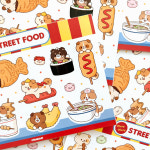 멍멍 분식 스티커 : 표범과 복숭아