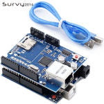아두이노 쉴드 이더넷 쉴드 W5100 R3 UNO 메가 2560 1280 328 + MEGA328P ATMEGA16U2 개발 보드용 : 사글로리