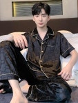 홈웨어 실크 잠옷 남성 상하의 빅사이즈 세트 반팔 : 컴퓨티션