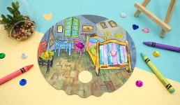 실버 시니어 미술 치매 예방 여름 명화 부채 만들기 DIY 초등 유아 수업 재료 : 창이랜드