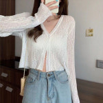 1+1 시스루 가디건 여성 얇은 볼레로 크롭 가디건 : 제이바로