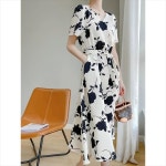 여름 통큰 원피스 신상 새틴 브이넥 반소매 벨트로 를 날씬하게 : 잇츠이슬