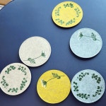 토라스티치 나뭇잎 야생화자수 티코스터 컵받침 : 토라스티치