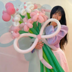 풍선아트꽃 개업생일꽃풍선 꽃다발피치믹스 만들기 공기주입기 : 요즘따라