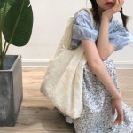 여성 패브릭 꽃자수 망사 숄더백 화이트 : 원탑컴퍼니