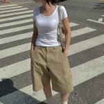 헤밀 여자반바지 빈티지 카고 와이드 버뮤다 팬츠 : 모어룸 주식회사