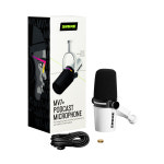 SHURE 마이크 패키지 슈어 MV7+ 화이트 + 마이크 + 책상용 스탠드 + 팝필터 + 케이블 : 미디랩 스토어
