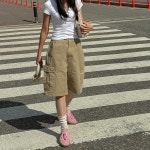 헤밀 여자반바지 빈티지 카고 와이드 버뮤다 팬츠 : 모어룸 주식회사