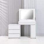 모던 LED 조명이 포인트 확장형 3단 서랍이 완벽한 침실 화장대 : 원더리프