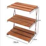 캠핑 선반 2단 접이식 휴대용 테이블 우드 3단 받침대 진열 : 바잉024