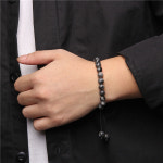 La 팔찌 쿼츠 석재 스모키 커플 블랙 뱅클 패션 천연 위한 큐빅 남성 남자팔찌 비즈 : one2