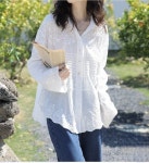 중년여성옷 입체 자수 레이스 긴팔 블라우스 50대 엄마옷 여름 : 마마제이 여성의류