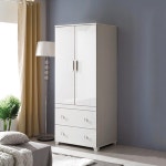 침실 세련 화이트 고광택 하이그로시 2단 서랍 옷장 : 헤르샤 가구