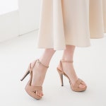 라운드토 스트랩 가보시 샌들 힐 12cm : 꼼신