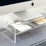 비컴피 아크릴 모니터 받침대 투명 아이맥 컴퓨터 거치대 높은 선반 기본형 : 비컴피