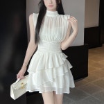 [이너원피스 포함] 글램 민소매 셔링 언발 캉캉 미니원피스 : 잘룩