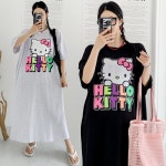 고양이 형광 프린팅 캐릭터 오버핏 박시 반팔 여름 롱원피스 홈웨어 맘룩 마실룩 3컬러 : 아베크로얄