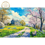 대형보석십자수 봄 느낌 풍경 거리 핑크 초록 구슬 큐빅 명화 DIY 공예 패브릭 사과 도안 연꽃 금전수 : 잼보석십자수 2