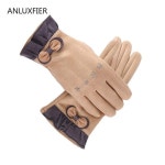 따뜻한 H9904 여성 장갑 숙녀 겨울 사랑스러운 귀여운 스웨이드 벨벳 두꺼운 열 터치 : 아브라함Abraham
