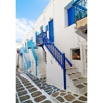 산토리니 그리스 화이트 블루 해외 휴양지 리조트 바다 룸 홀 방 모텔 카페 베이커리 파르텔 벽지 시트지 롤스크린 : 으뜸데코