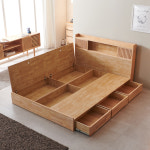 하딩 LED 고무나무 원목 서랍 벙커 3단세로 슈퍼싱글SS 침대프레임 : 다하미가구