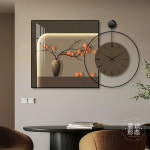 무타공 벽시계 디자인 수입 시계 액자 세트 G3055 블랙 60x60그림+50x50시계 : 프레이 마켓
