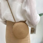 크로스바디 백 라탄 핸드백 가방 숄더 지갑 왕골 뜨게 미니멀리스트 라운드 니트 액세서리 : 마스터shop