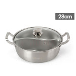 워즐 태극 반반냄비 28cm 주방용품 업소용 냄비 유리 뚜껑포함 짬짜면 샤브샤브 마라탕 인덕션 가스레인지 그릇 스텐 : 제이제이몰JJ