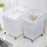 쌀보관함 업소용 가정용 밀가루 보관통 대형 쌀독 밀폐 대용량 바퀴 이동식 잡곡통 방습 진공 15L : 심플한직구