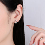 볼모아 여자 원터치 큐빅 하트 링 귀걸이 귀고리 미니 : 바이올니즈