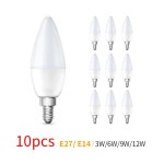 LED 샹들리에 조명 스포트라이트 E27 E14 전구 220V 촛불 에너지 절약 램프 3W 6W 9W 12W 홈 데코 10 개 : 마노상사