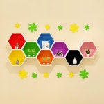 벽걸이 육각형 나무 벌집모양 벽면 거실 장식장 선반 : 커머스룸