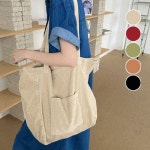 텀블러보냉백 텀블러파우치 주머니 홀더 케이스 예쁜 남녀공용 코듀로이 전면 포켓 빅 숄더백 가방 : 케이라솝