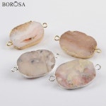 남자은반지 5 보석 개 도금 천연 오팔면 처리 커넥터 더블 매력 목걸이 만들기 G1864 : 오구상점1