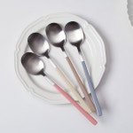 키볼리 SUS 304 파스텔 한식 4인 수저세트, 그레이+크림+핑크+모카 : 시프이컴