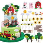 농장 동물 암소 케이크 토퍼 장식,농장 테마 생일 샤워 파티,결혼 기념일 장식, 개 : 해외모아