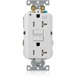 Leviton G5362WTW Smartlock Pro GFCI 듀플렉스 리셉터클 엑스트라 헤비듀티 산업 사양 등급 WRTR 전력 표시 20A 125V 화이트 : 롯지9th