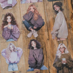 London Gifties 마스킹 테이프 Cosy & chill sweatshirt girls 3D Gloss PET 2컷 LG 251(cut) : 톤페이퍼